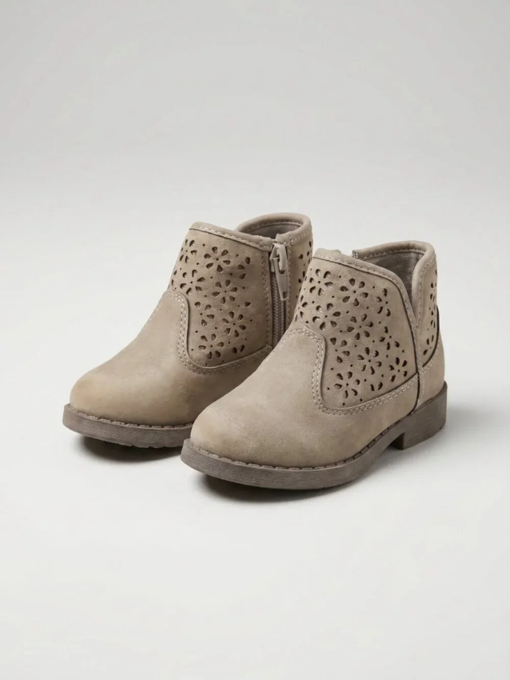 OshKosh B'gosh Toddler Girl Taupe Perforated Ankle Boots 6M